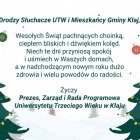 Życzenia dla Słuchaczy UTW i Mieszkańców Gminy Kłaj. 